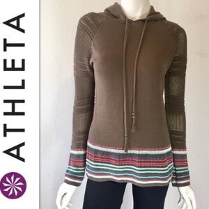 ATHELETA Beach Bum Crochet Hoodie Sweater Size XS